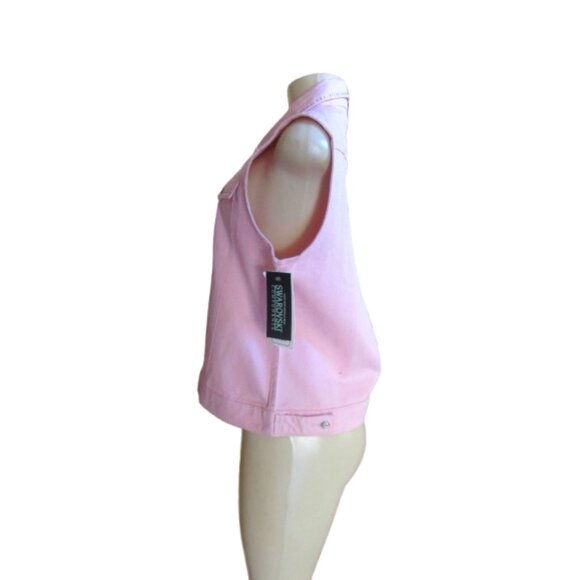 New w Tags, Christine Alexander Pink Cotton Vest w Swarovski Crystals Large - Picture 4 of 7